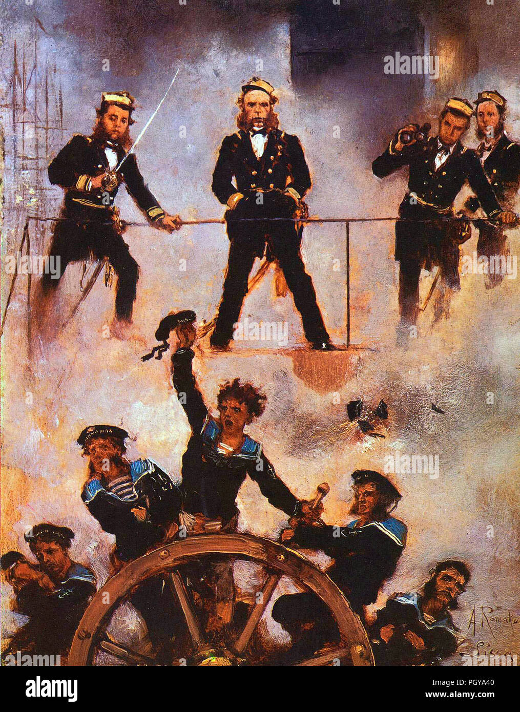Tegetthoff admiral in the sea battle of Lissa II Painting to oil of Anton Romako (1832-1889) Stock Photo