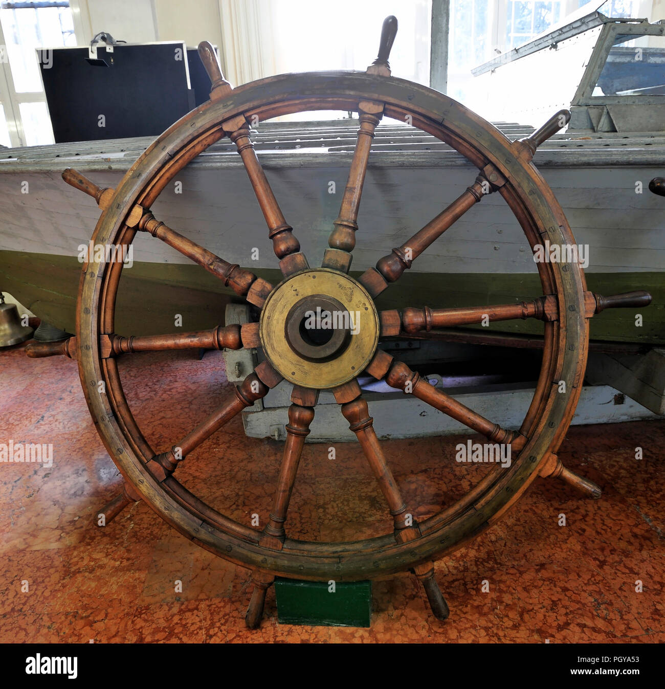 Wheel of the rudder I.R.N. Erzhergoz Ferdinand Max installed in the ...
