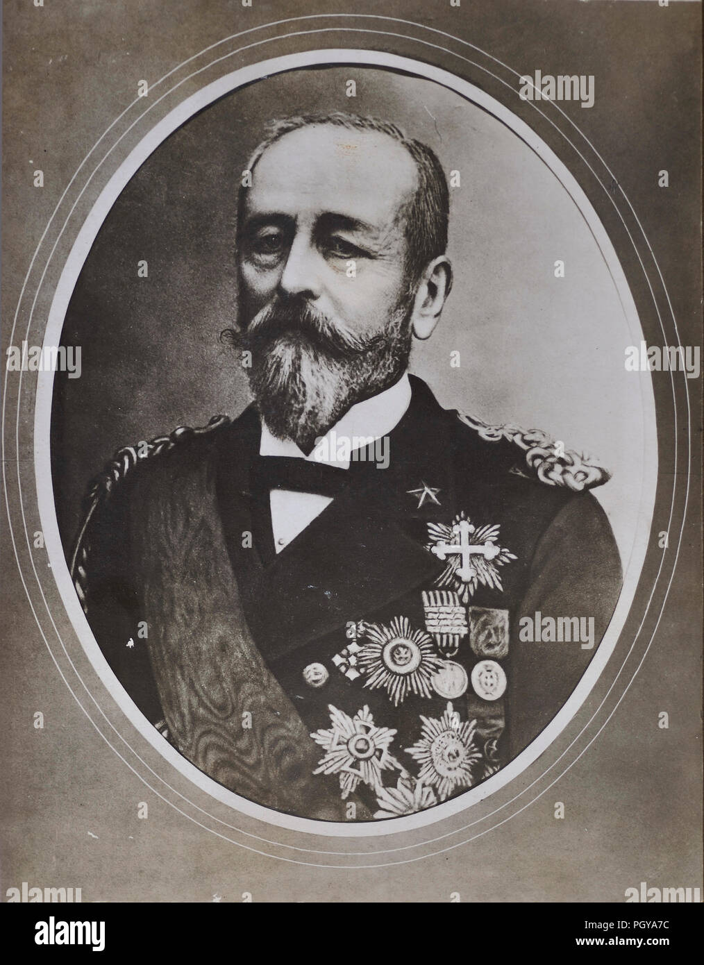 Portrait of Simone Pacoret of St. Bon Commander of the 'Formidabile' with whom he attacked the strong San Giorgio di Lissa on the eve of the Battle. He was minister of the navy from 11/7 1873 to 25/3/1876 and from 15/2/1891 to 26/11/1892 | Stock Photo