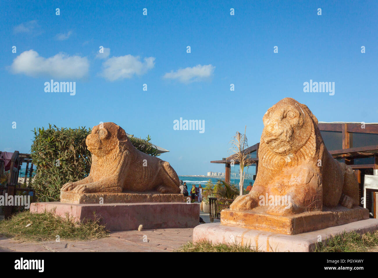 Lighthouse of Alexandria and thr Montaza Palace Stock Photo