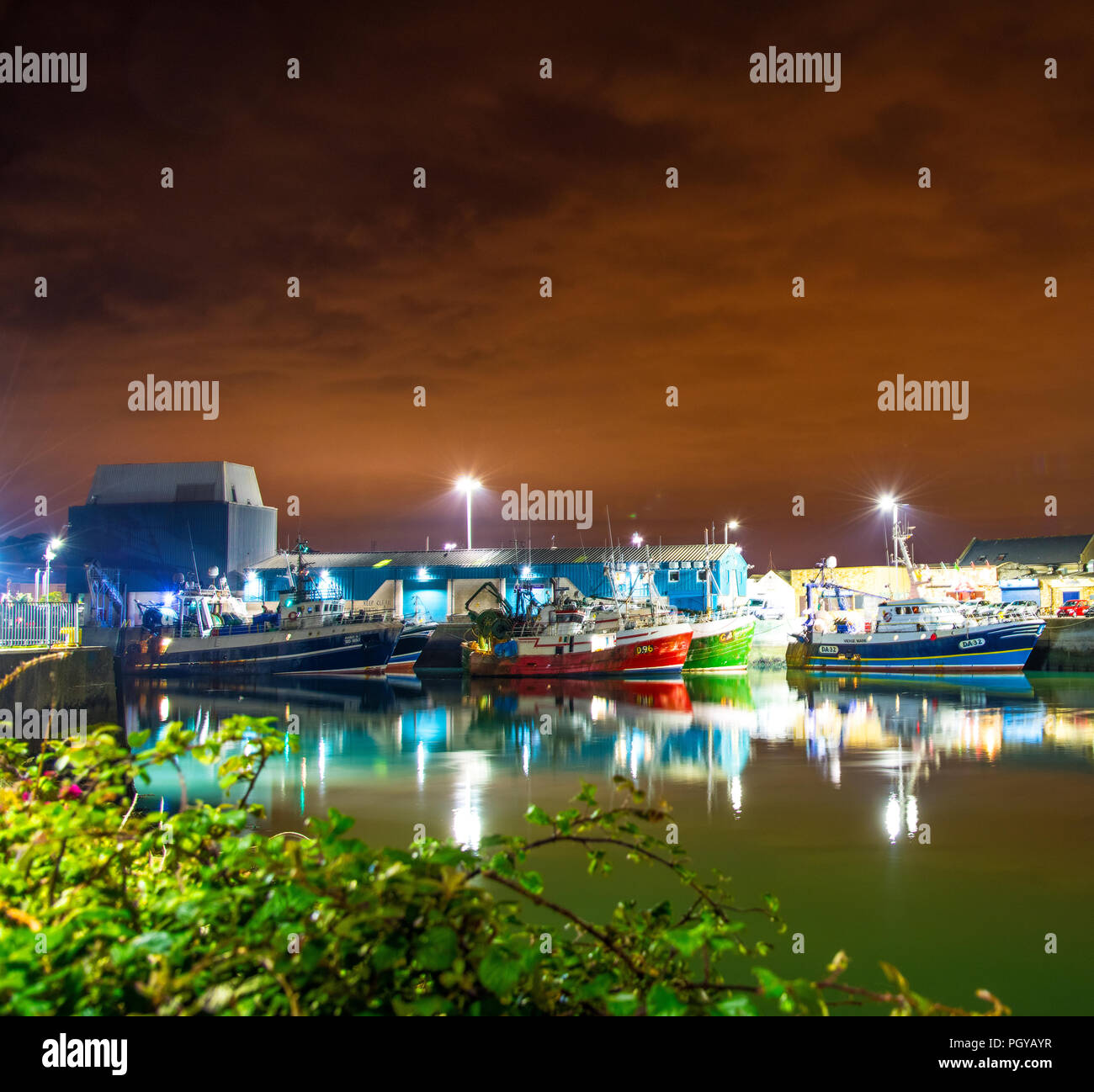 Howth Harbour by night Stock Photo