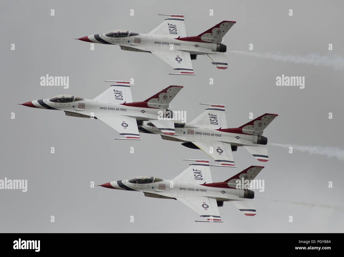 The Thunderbirds USAF aerobatic display team flying at RAF Fairford, RIAT 2017, in the UK Stock Photo