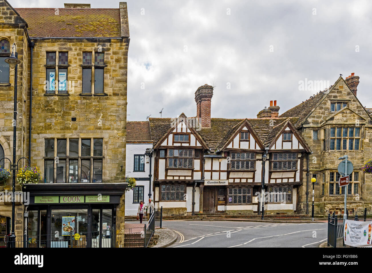 East Grinstead (Sussex, England): Clarendon House in Tudor Style Stock Photo