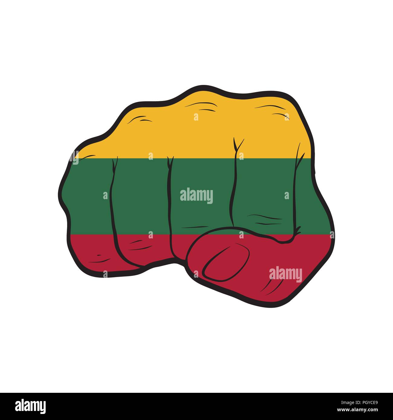 Lithuania flag on a clenched fist. Strength, Power, Protest concept Stock Vector