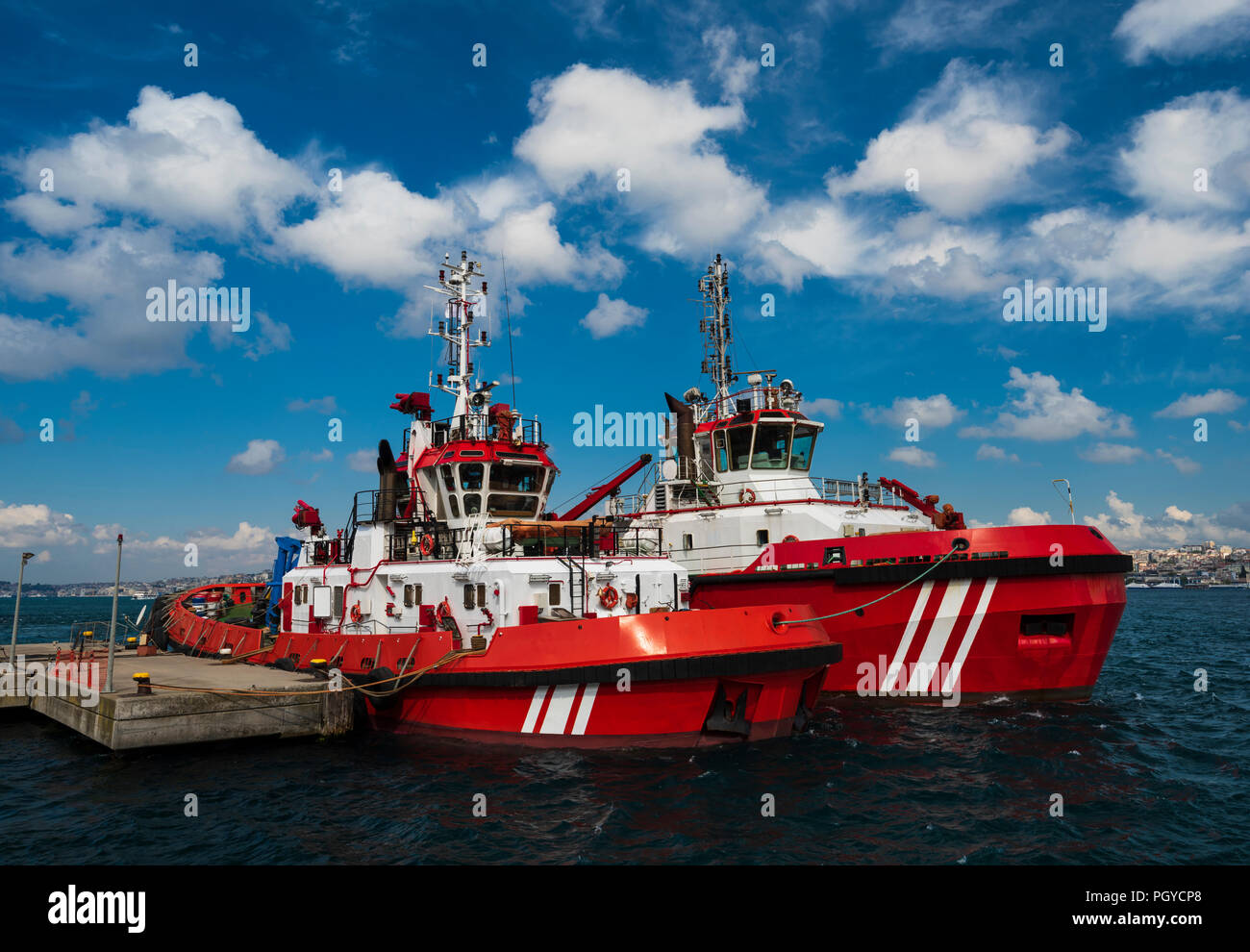 fire extinguishing vessels Stock Photo