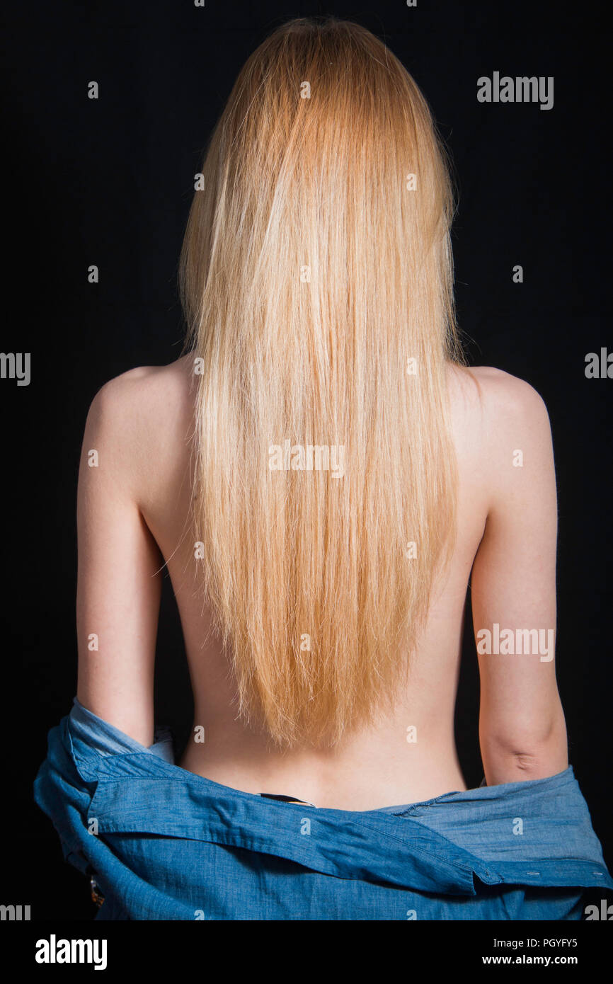  nudist blonde teen Back view of nude young girl with beautiful long blonde hair isolated on  black Stock Photo - Alamy