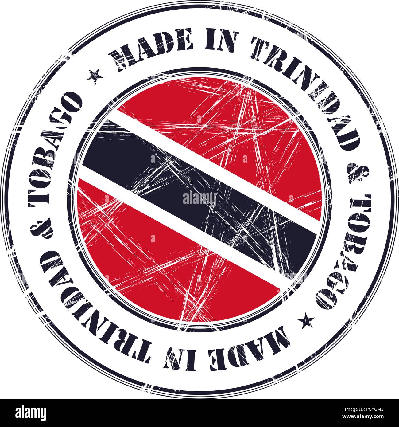 Made in Trinidad and Tobago grunge rubber stamp with flag Stock Vector