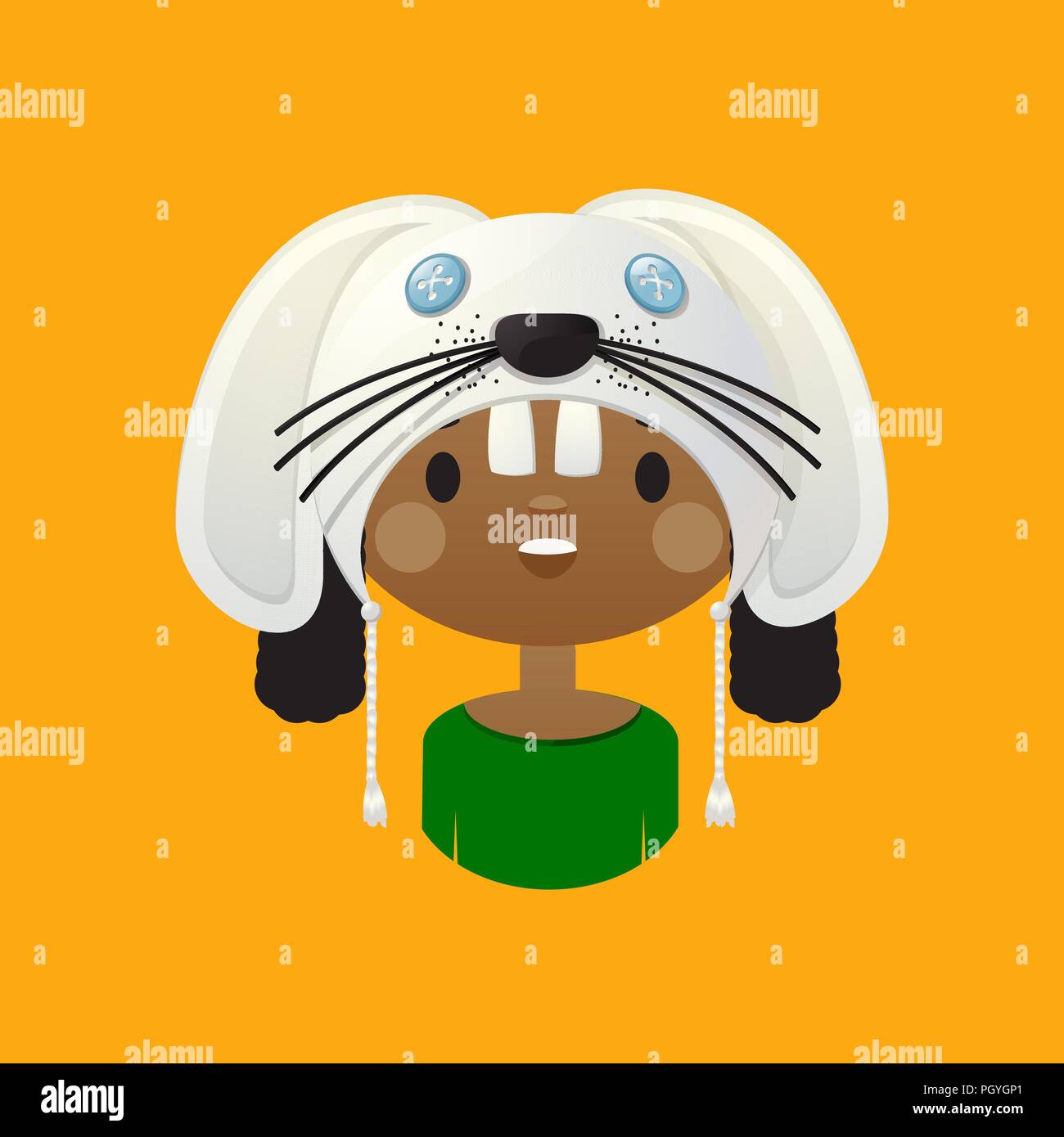 Cute smiling young girl avatar wearing a rabbit mask Stock Vector Image ...