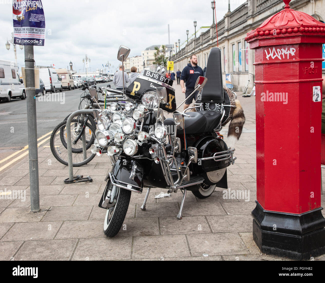 Mod scooters at a rally in Brighton Stock Photo Alamy