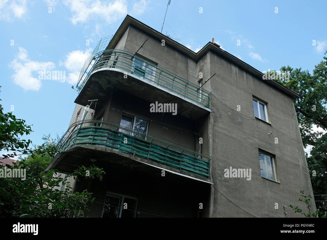 The house in which Eberhard Helmrich, Chief Economic Officer of Drohobycz district, lived during the German Occupation (1941-1944). He and his wife Donata saved the lives of hundreds of Jews from Drohobycz or Drohobych and surrounding areas which was once home to a large Jewish community. Ukraine Stock Photo