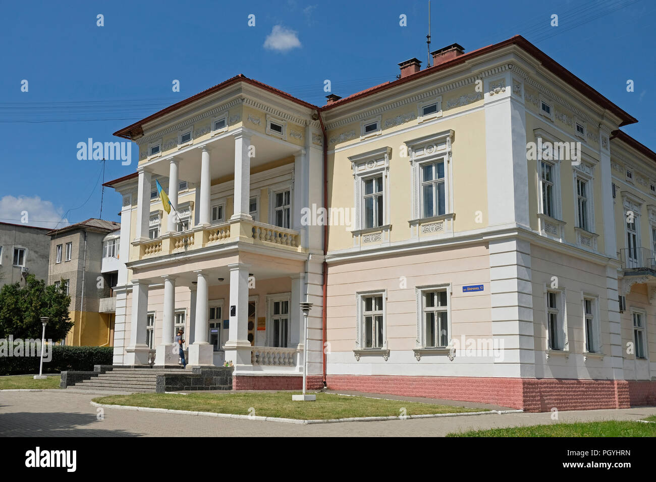An old building in the city of Drohobycz or Drohobych which was once home to a large Jewish community. Ukraine Stock Photo