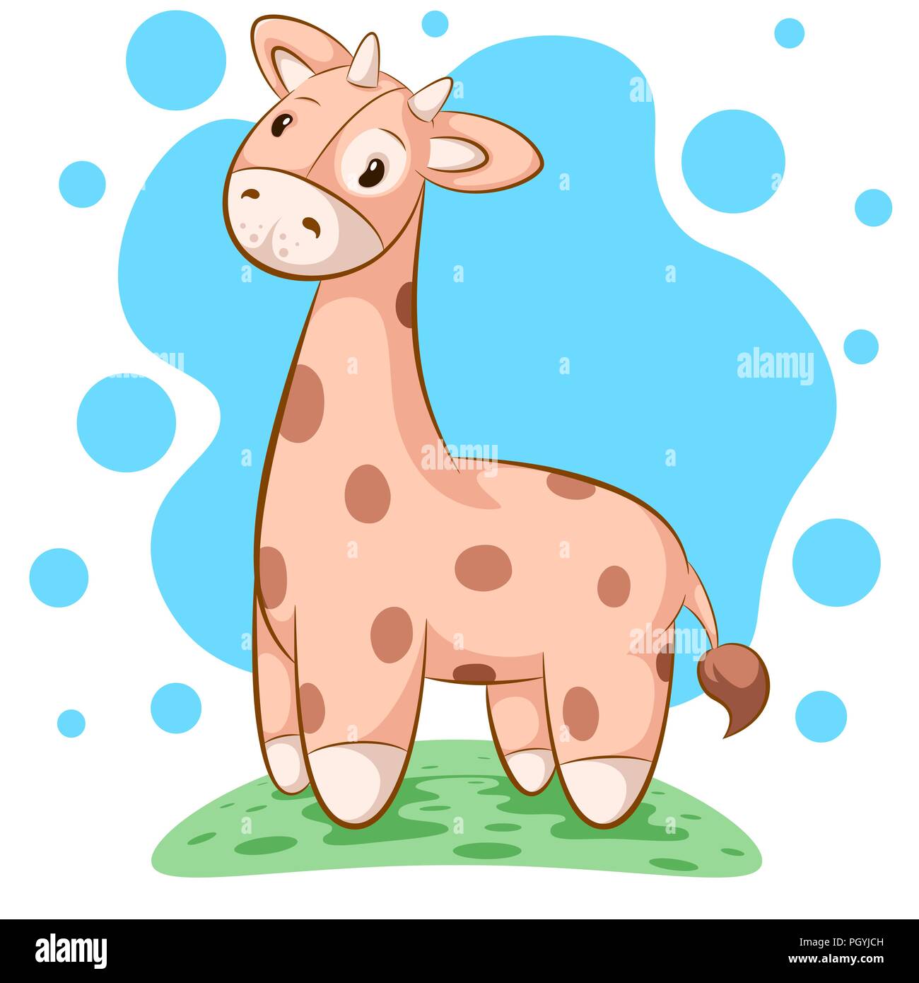 Cute, funny teddy giraffe - cartoon illustration. Stock Vector