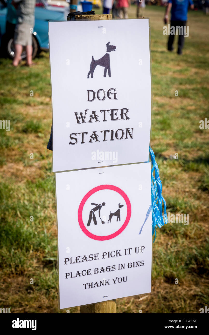 Signs for dog-owners at an English Country Fair and Show in Wiltshire England UK Stock Photo