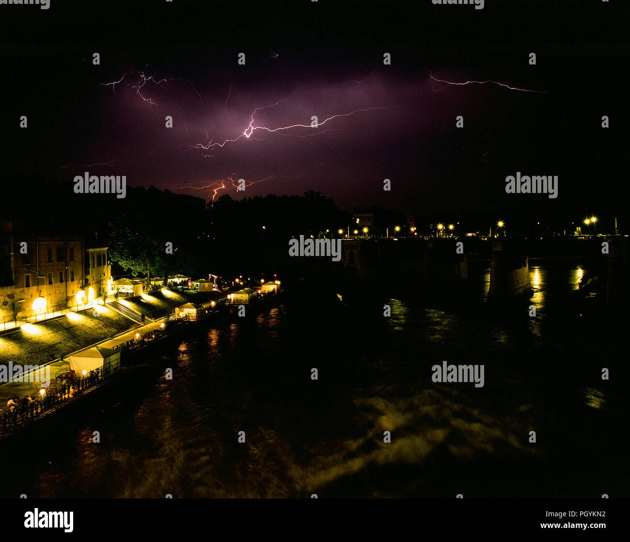 Storm - Lightning in Roma - Italy Stock Photo - Alamy