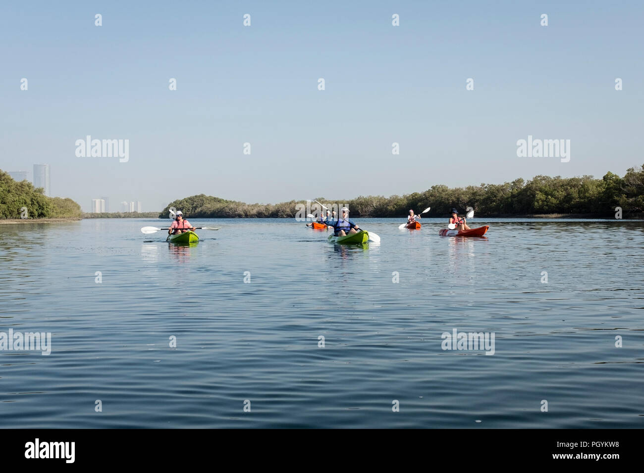 Kayaking in Mangrove National Park, Abu Dhabi, United Arab Emirates. The natural mangrove