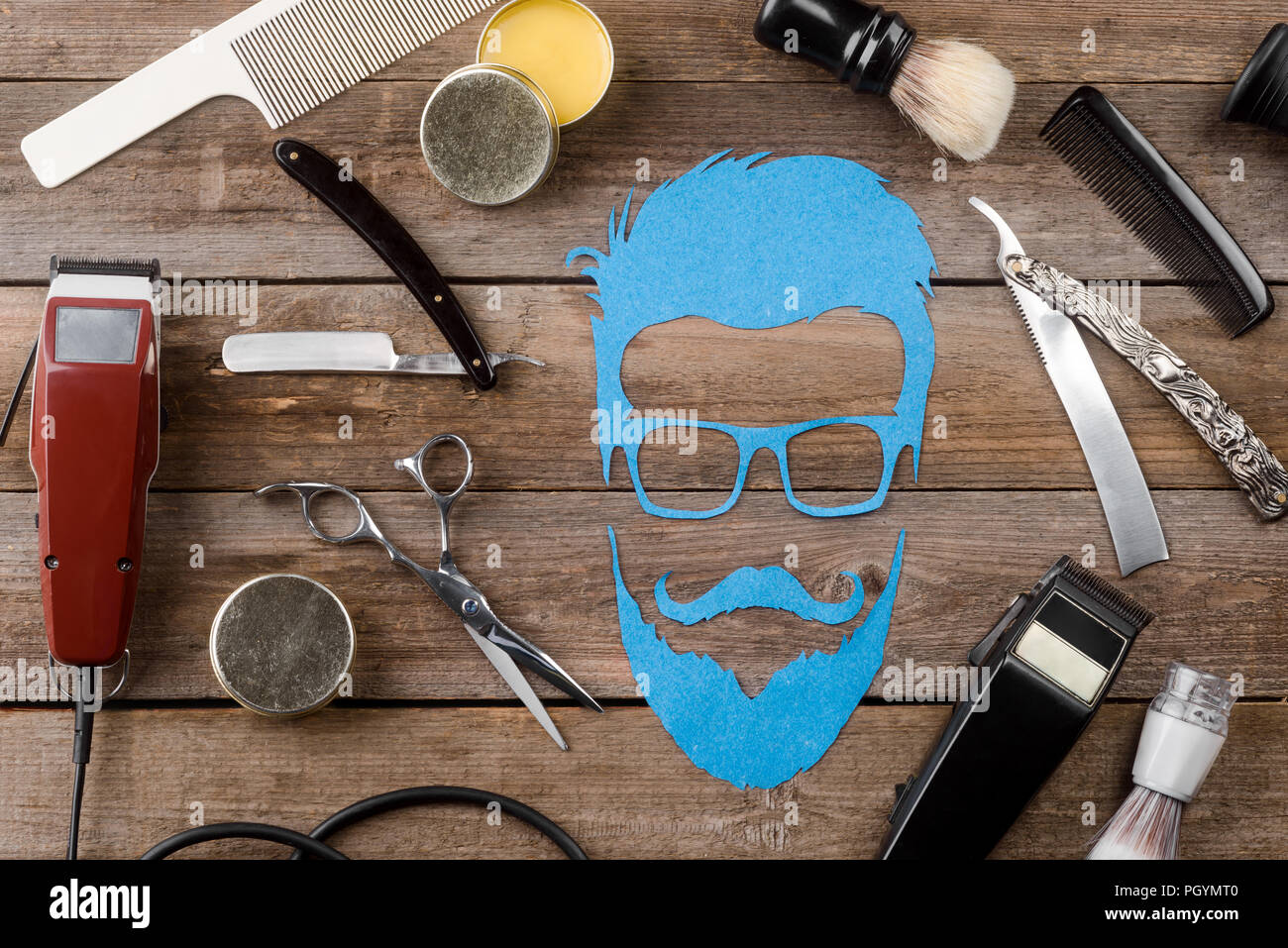 Straight razors and scissors Stock Photo Alamy