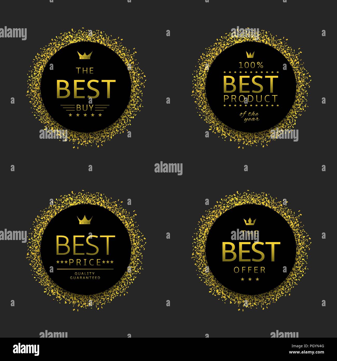 black labels with golden confetti best buy product price badge buy lables