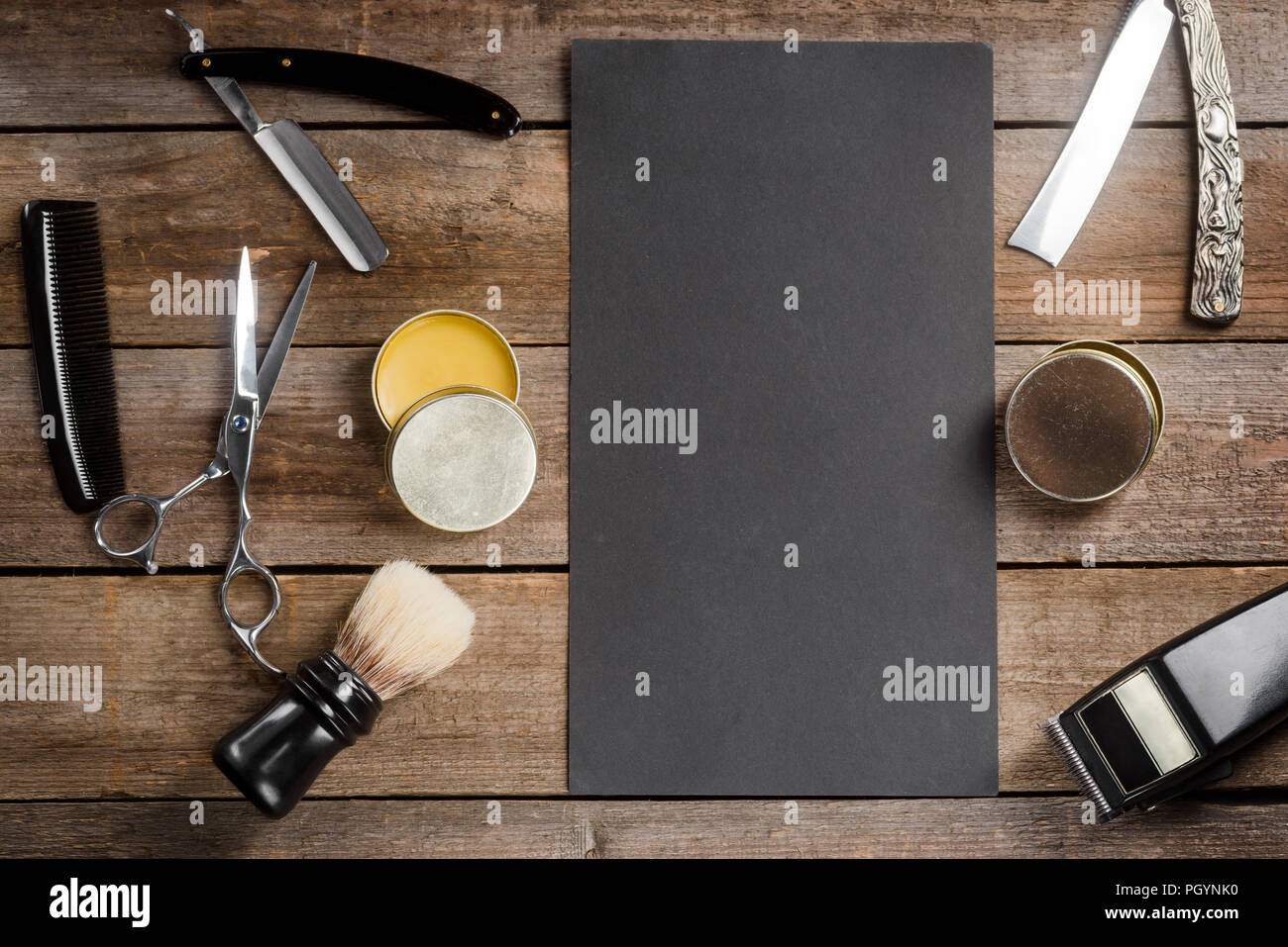 Scissors, straight razors and wax Stock Photo Alamy