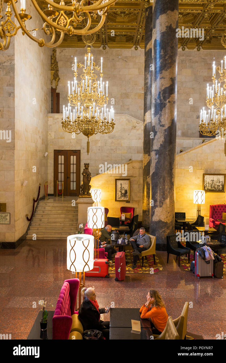 Hilton Moscow Leningradskaya hotel interior, Moscow, Russia Stock Photo