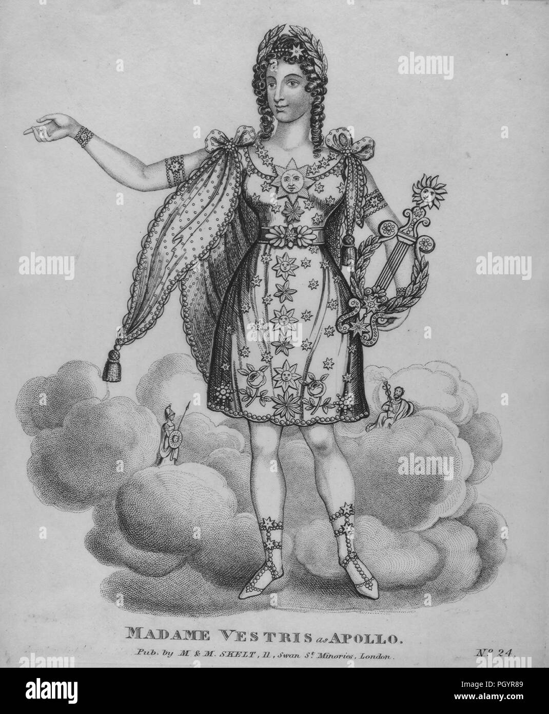 Theatre portrait of the actor Madame Vestris as Apollo, 1840. From the New York Public Library