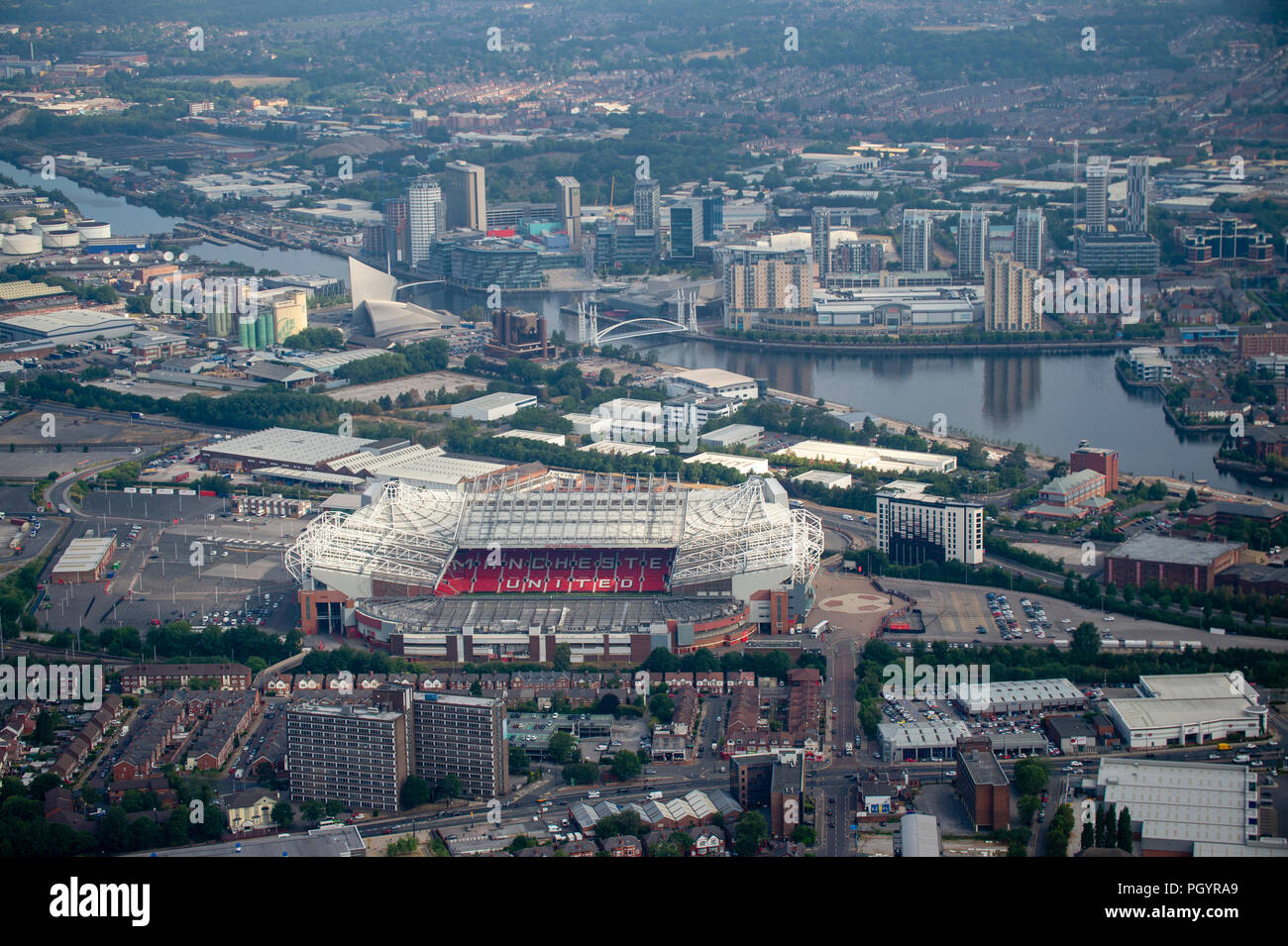 Aerial photo Manchester United Old Trafford Stadium Stock Photo