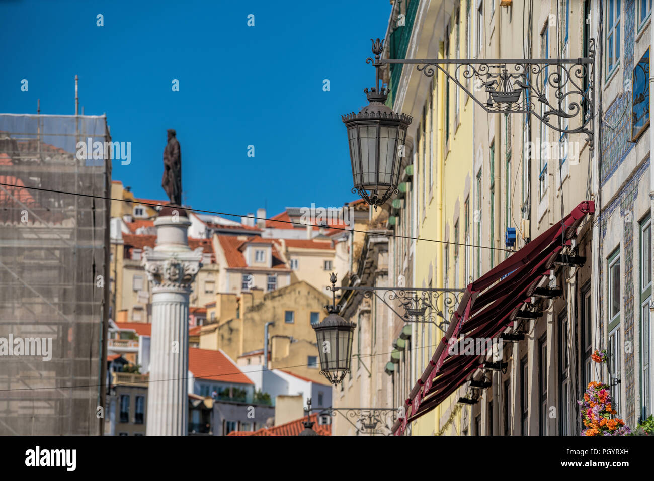 Beautiful street view of historic architecture in Lisbon, Portugal Stock Photo