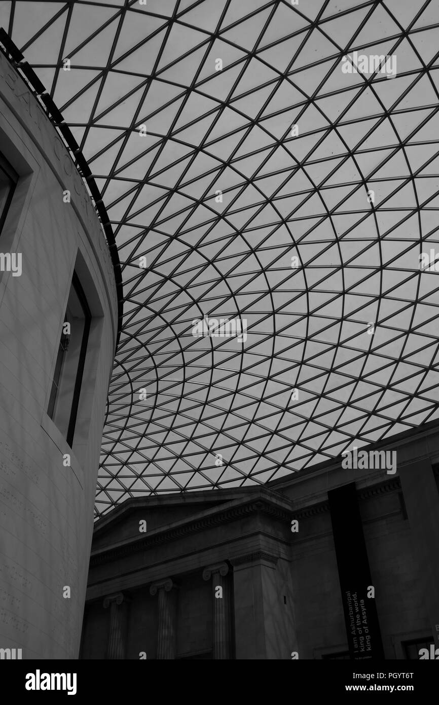 Great Court of the British Museum. The British Museum is a public institution dedicated to human history, art and culture. Stock Photo