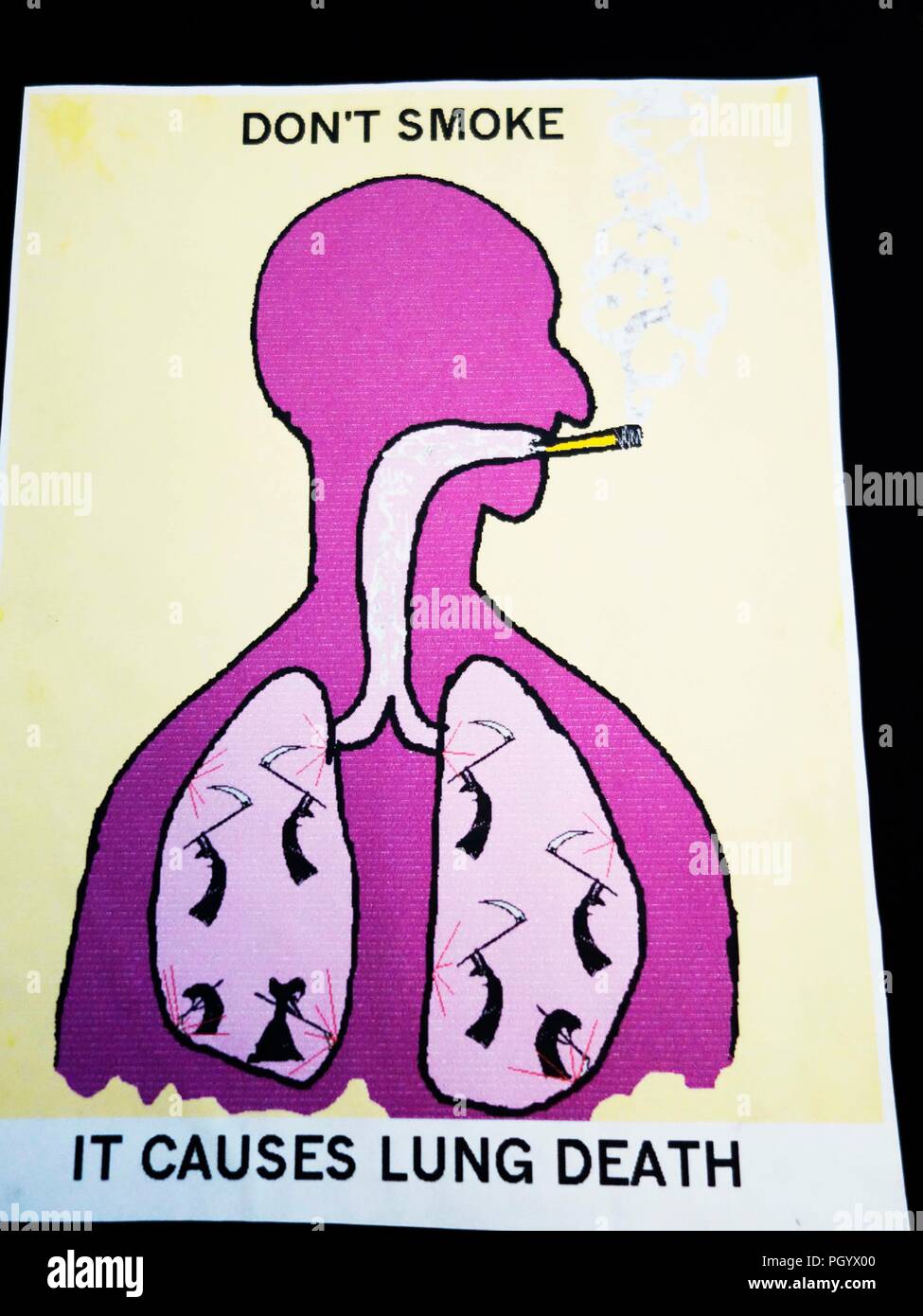 smoking causes lung death pun Stock Photo