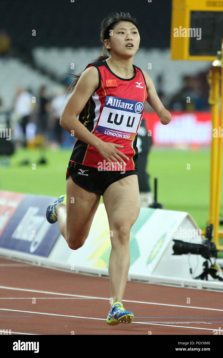 Lu LI of China in the Women's 100m T47 Final at the World Para ...