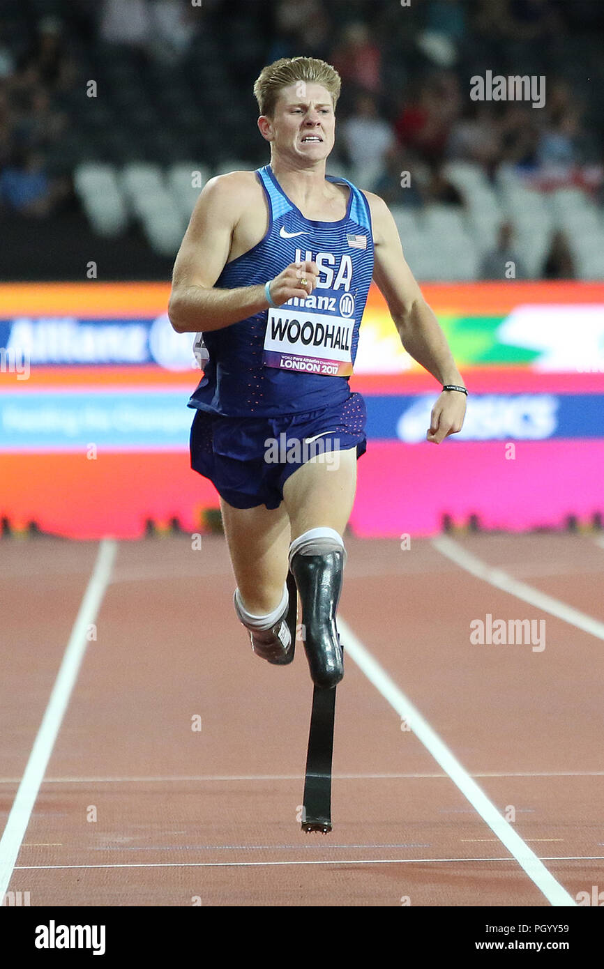 Hunter WOODHALL of the USA in the Men's 400m T43 Final at the World Para Championships in London 2017 Stock Photo