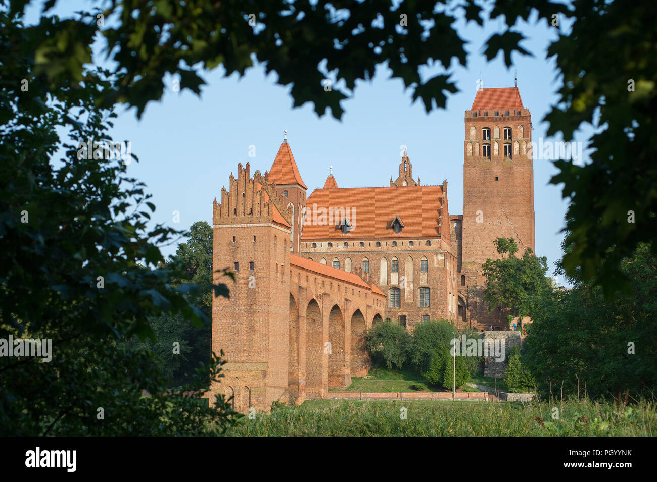 Brick Gothic gdanisko (dansker) of Brick Gothic castle a chapter house of Bishopric of Pomesania built in Teutonic Order castle architecture style and Stock Photo