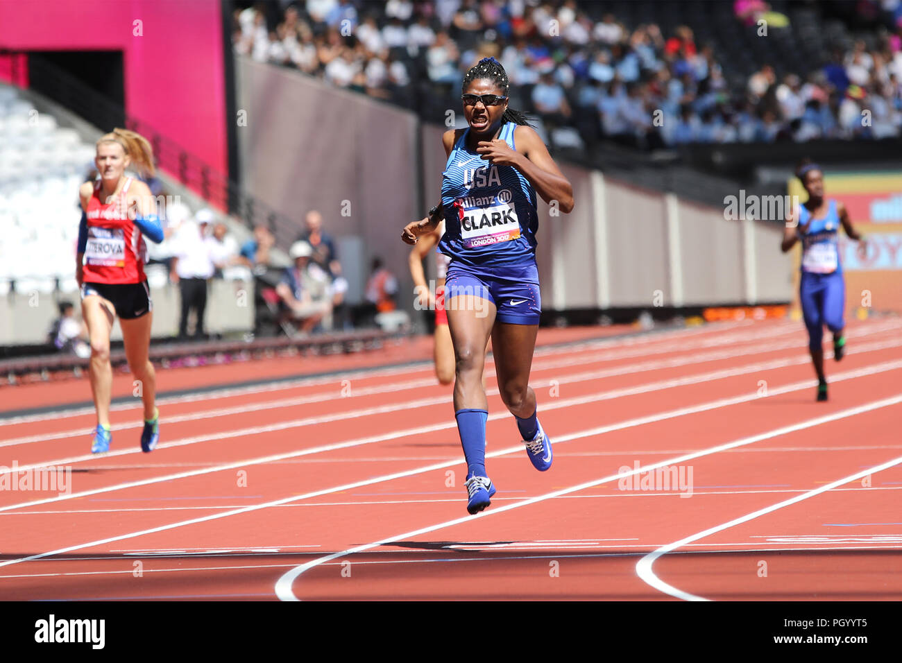 Breanna CLARK of the USA in the Women's 400m T20 heats at the World Para Championships in London 2017 Stock Photo