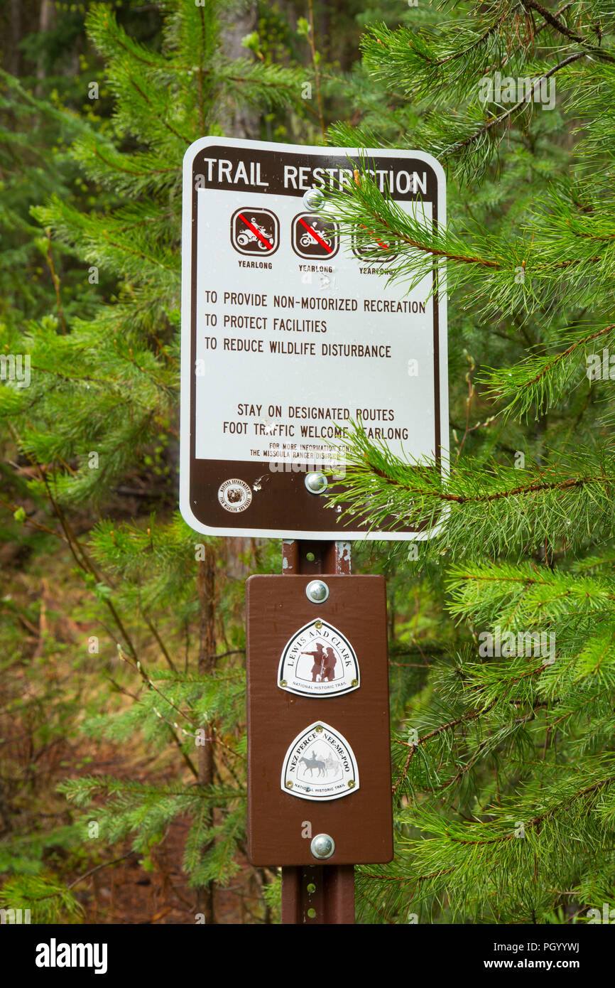 Trail sign at Howard Creek, Lolo National Forest, Lewis and Clark
