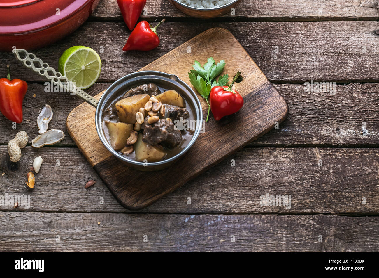 Potato and beef curry with coconut, thai cuisine Stock Photo