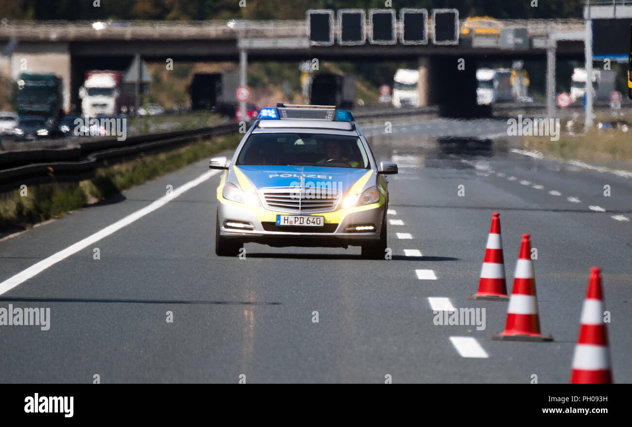 Germany, Hanover. 29th Aug, 2018. A patrol car of the motorway police ...