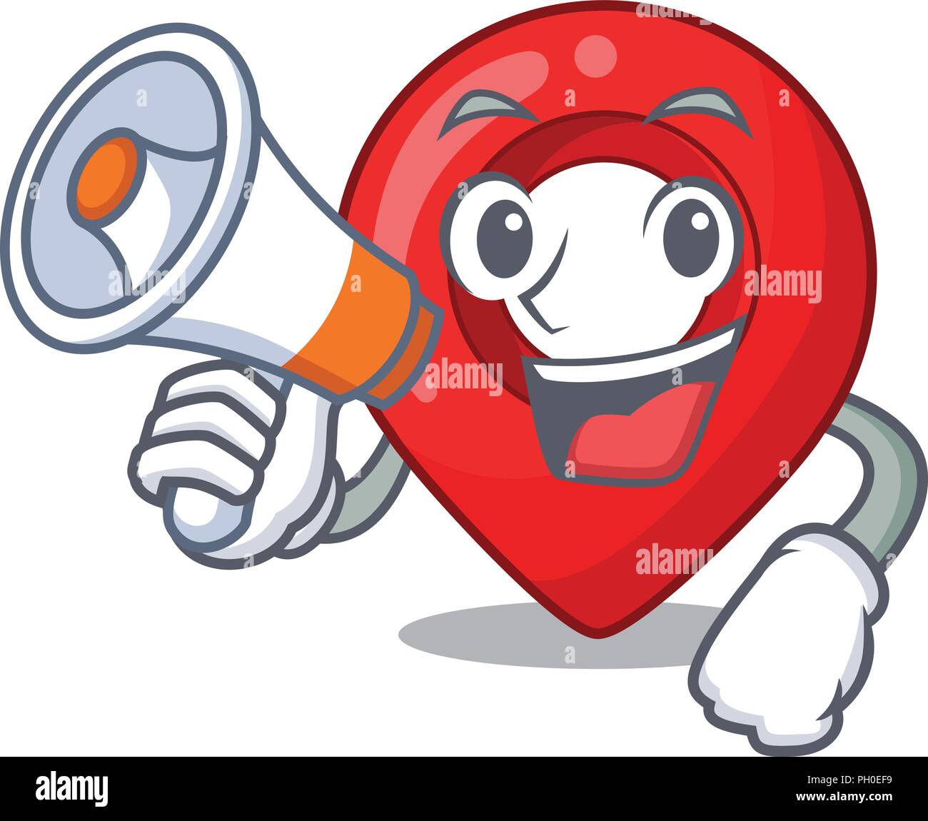 With megaphone GPS navigation pin on character cartoon vector ...
