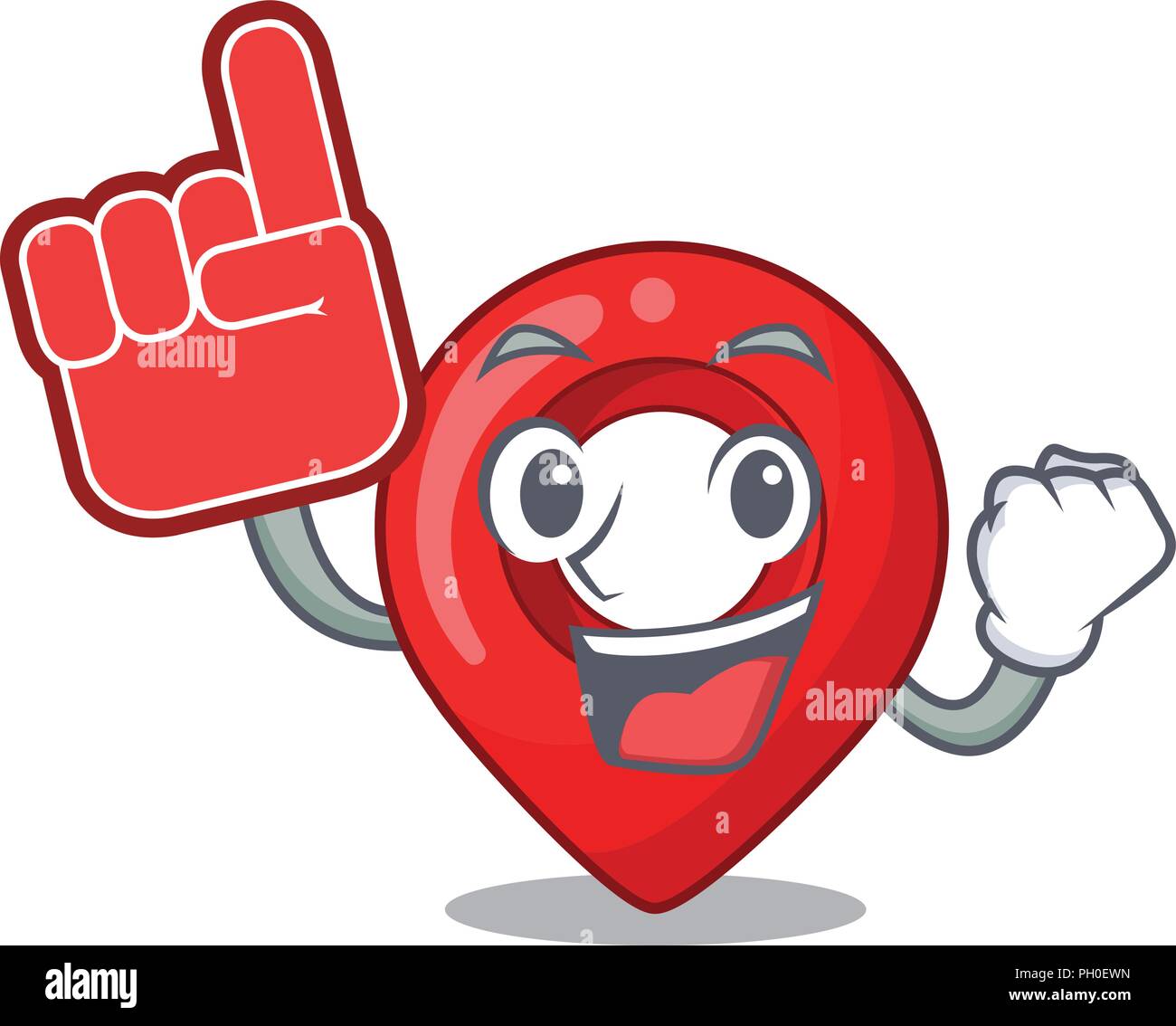 Foam finger map marker navigation pin mascot cartoon Stock Vector Image