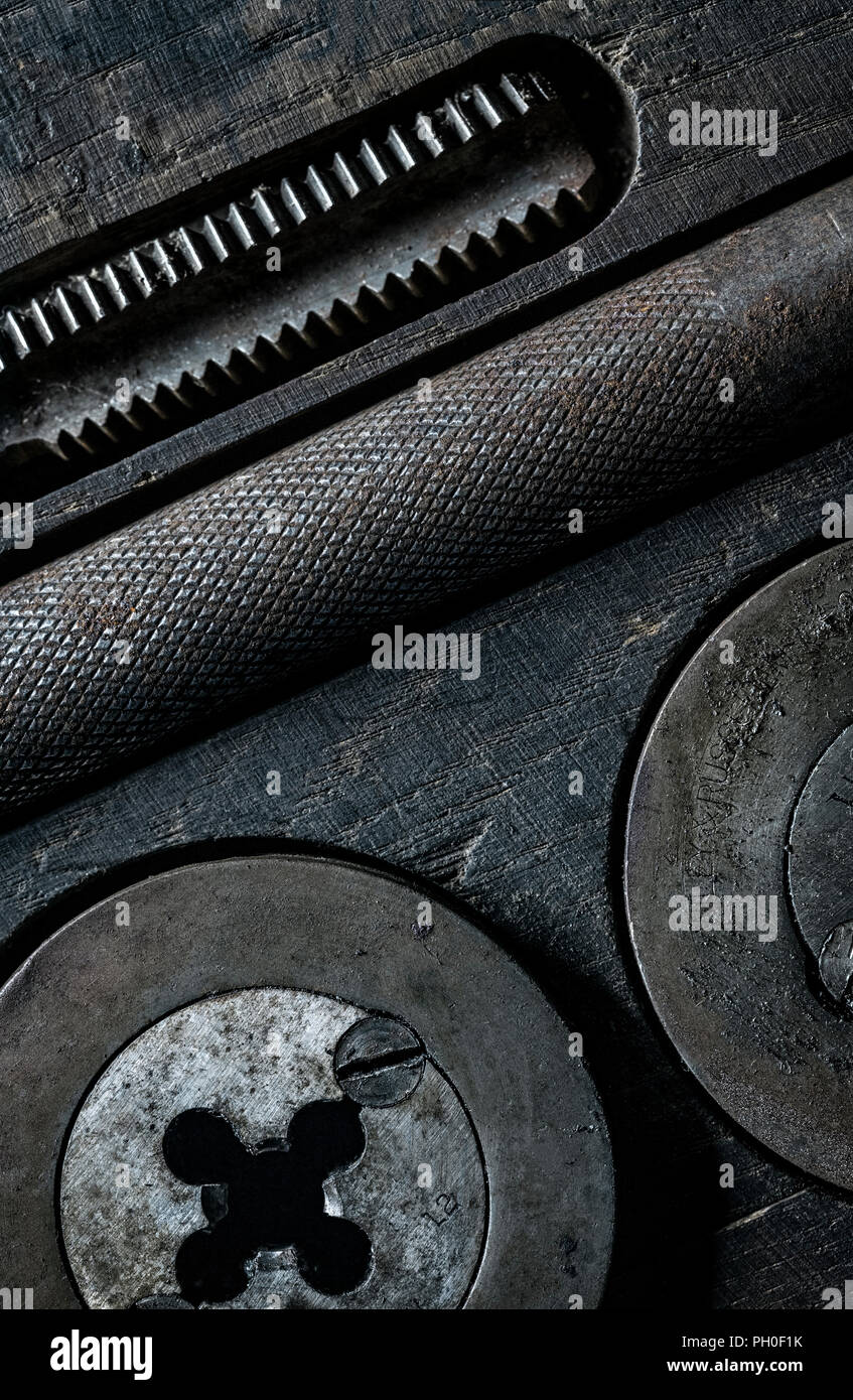 Thread cutting tap and die set Stock Photo Alamy