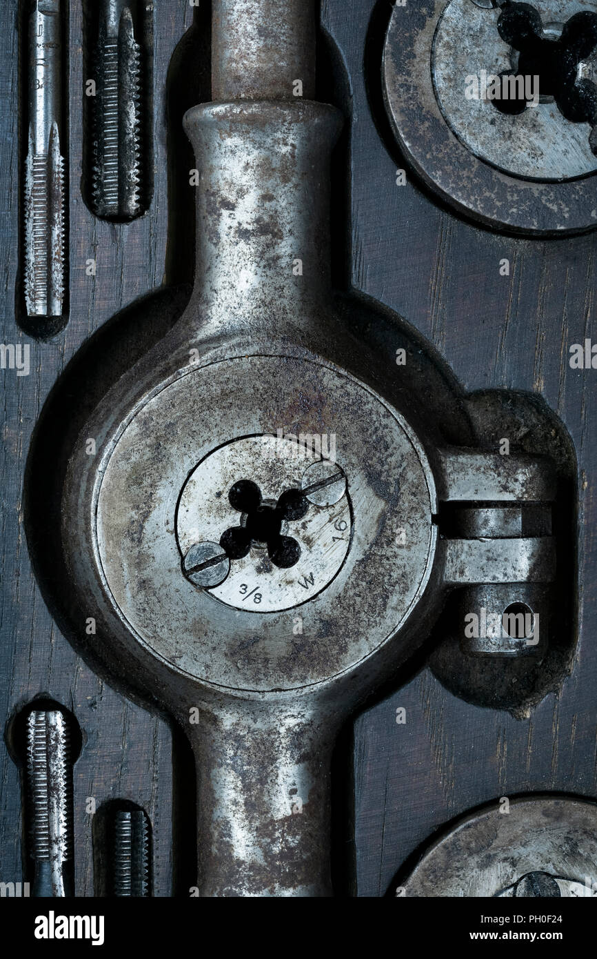 Thread cutting tap and die set Stock Photo Alamy