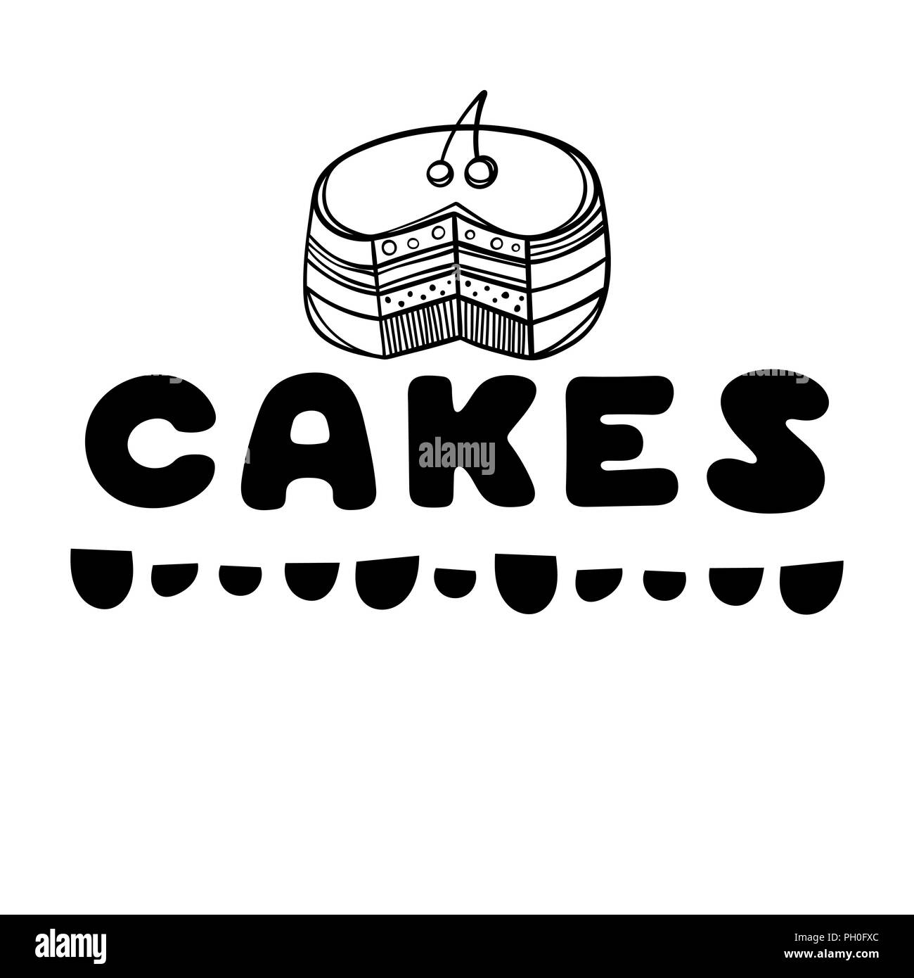 Cakes cover for cafe. Sketch concept illustration. Food flyer. Stock Vector