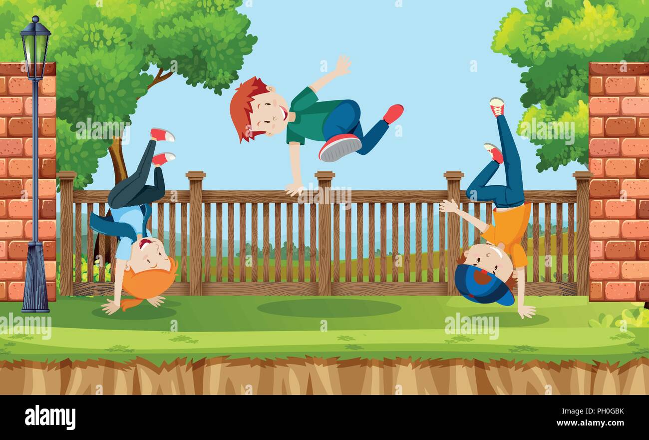 Children dancing at the park illustration Stock Vector Image & Art - Alamy