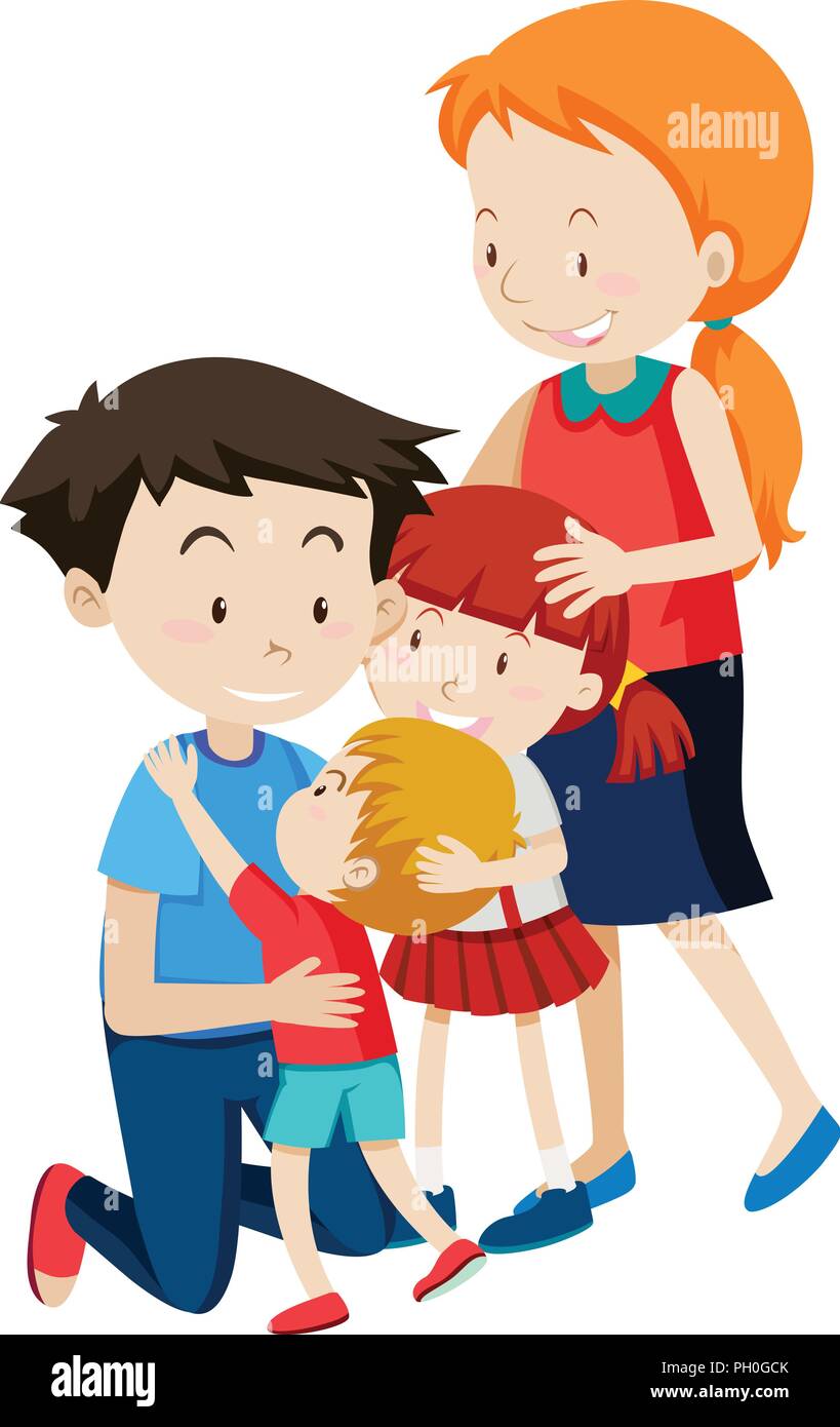 Parent and children on white background illustration Stock Vector Image ...