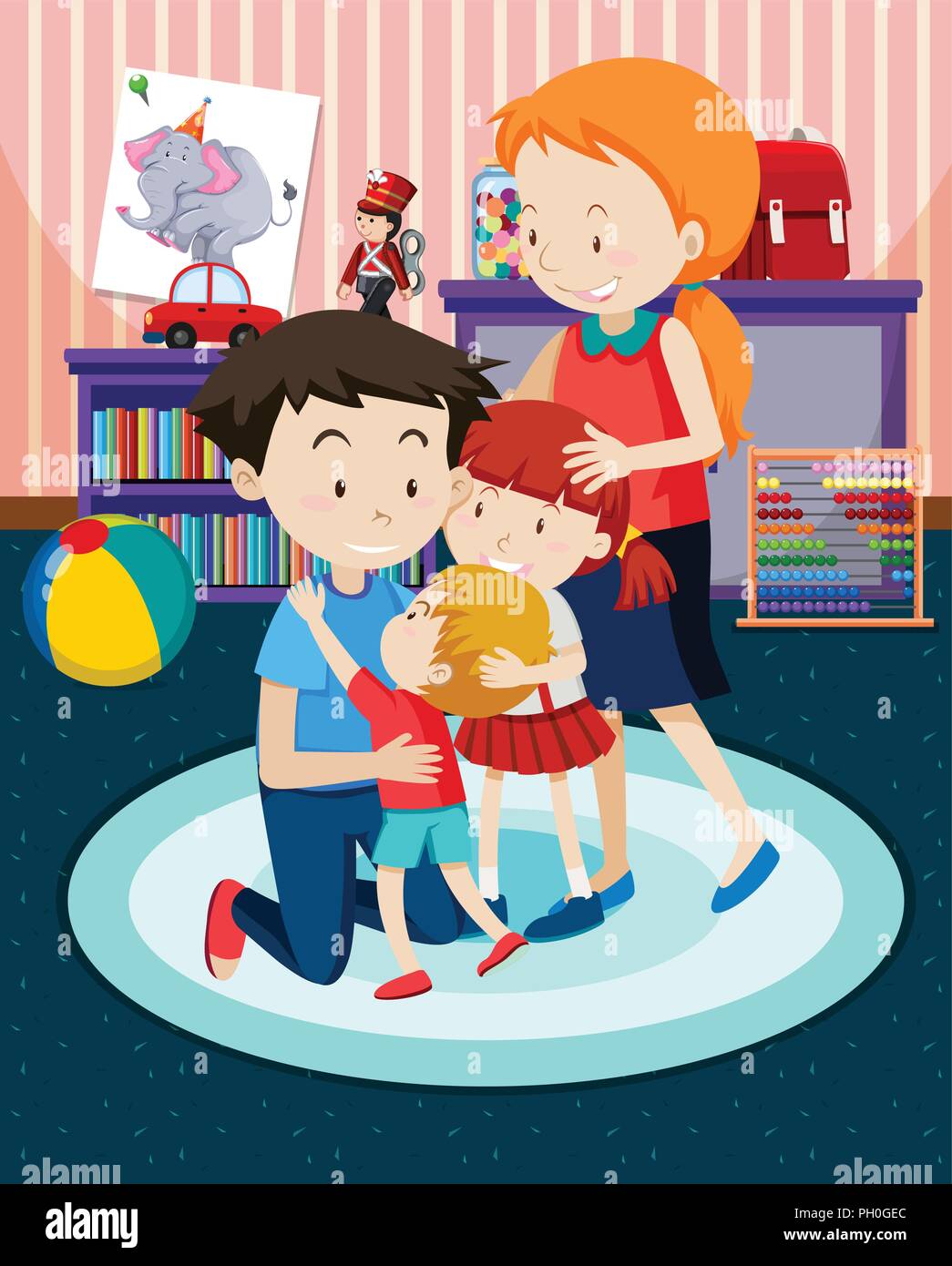 A happy family at home illustration Stock Vector Image & Art - Alamy