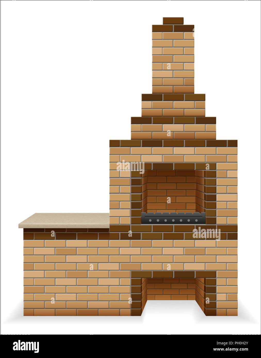 barbecue oven built of bricks vector illustration isolated on white background Stock Vector