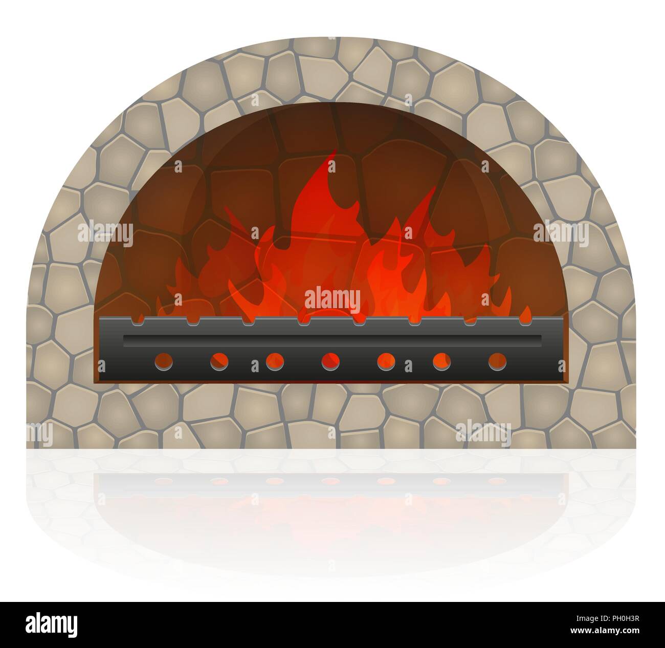burning fire in the fireplace vector illustration isolated on white background Stock Vector