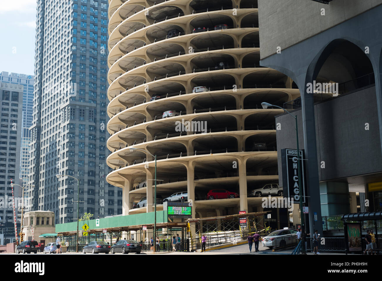 Marina Tower car park, North State Street, Chicago Stock Photo