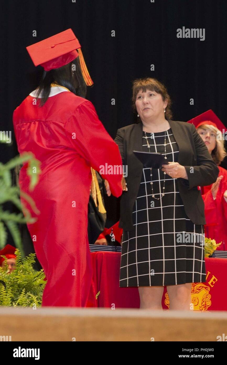 A student with the Lejeune High School graduating class of 2018