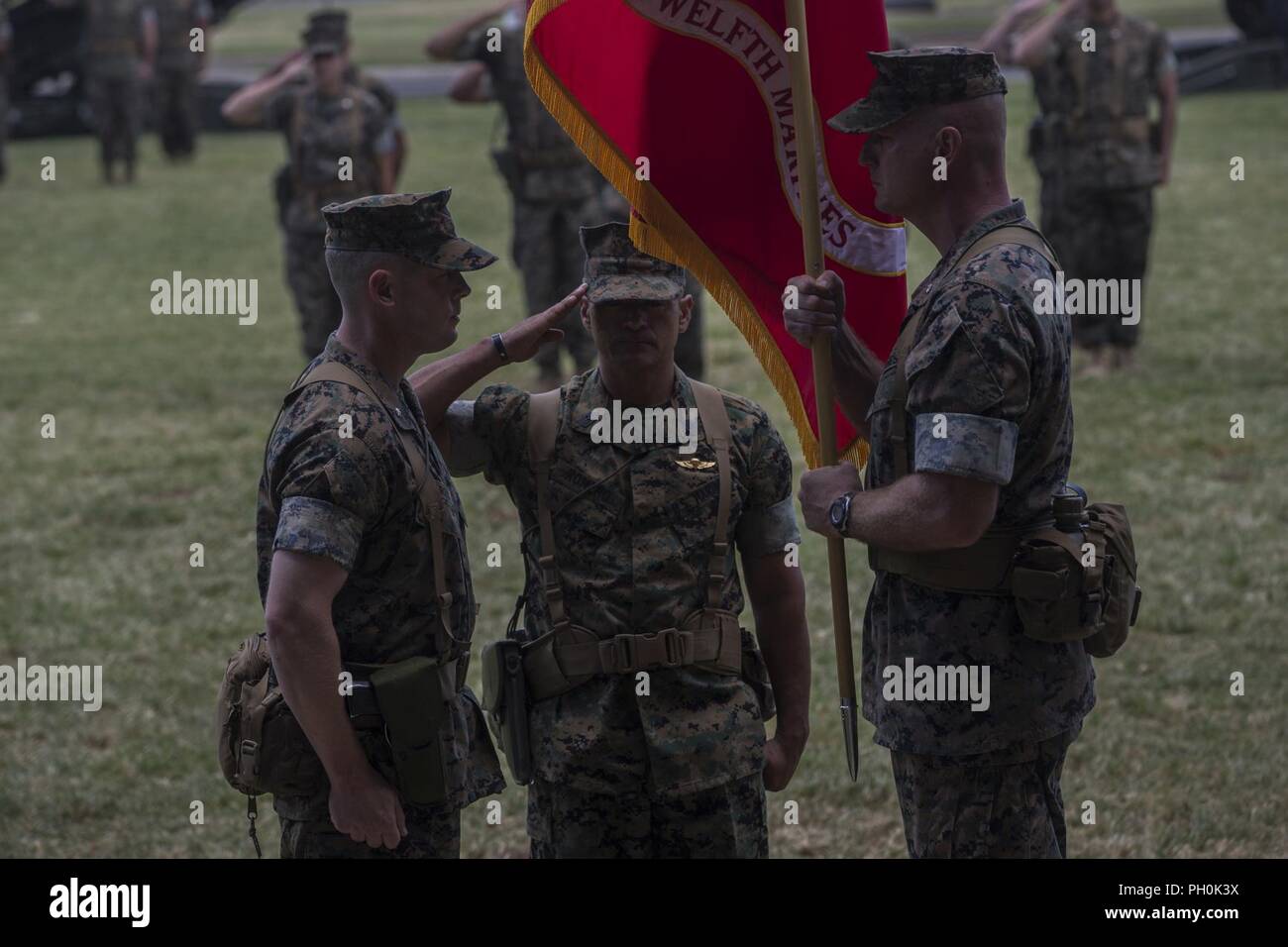 U.S. Marine Corps Lt.Col. Benjamin Harrison, offgoing commanding