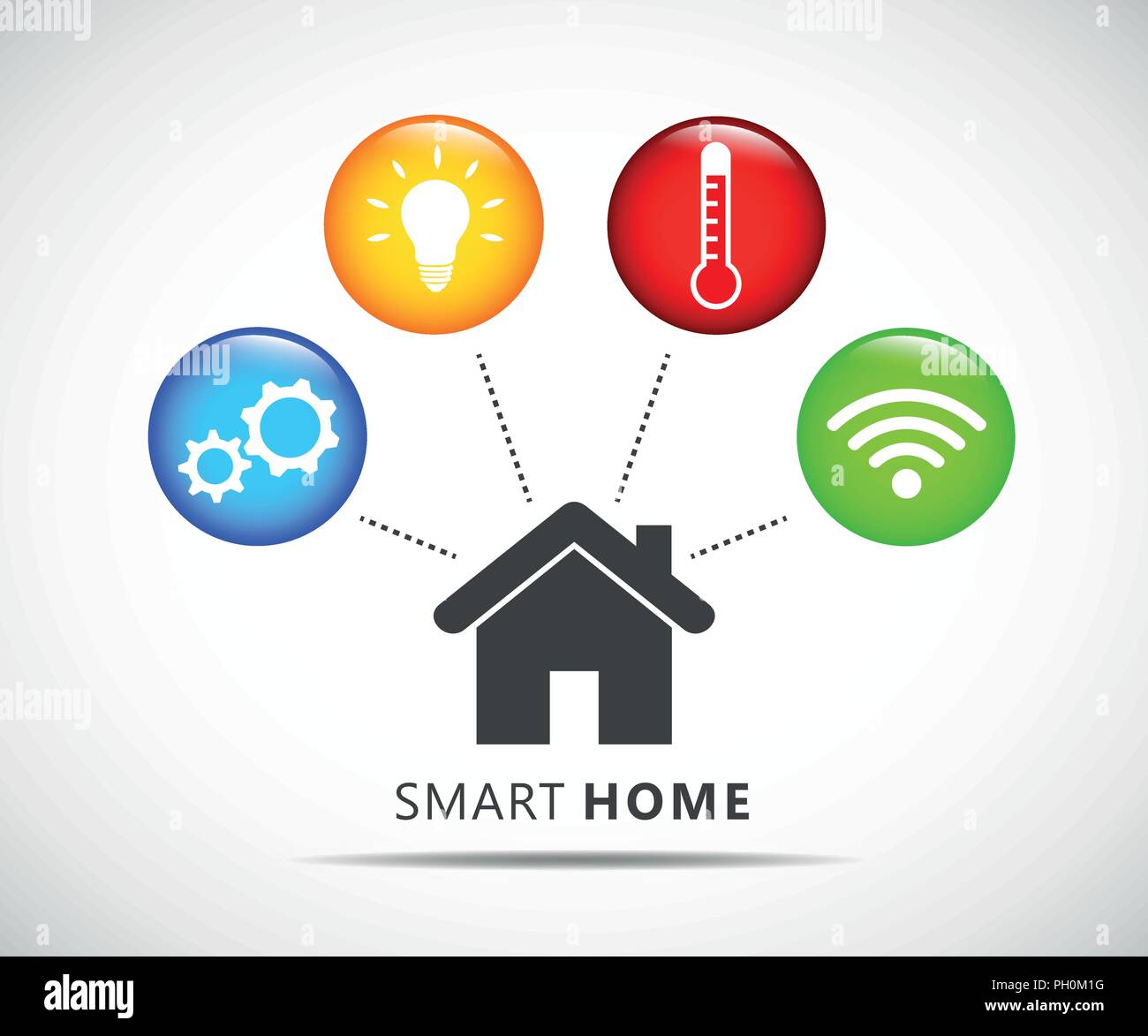 Smart home control concept infographic with technology system vector illustration EPS10 Stock Vector