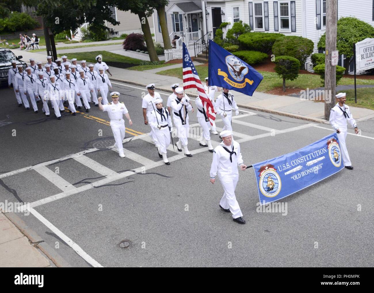 Mass. (June 14, 2018) The crew of USS Constitution marches through the